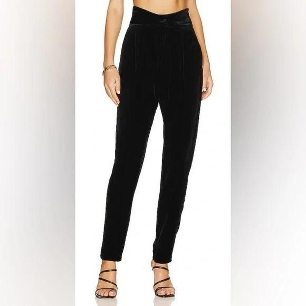 Business Academia NWT Joie Black Velvet High Waisted Trousers Size 4 Preppy